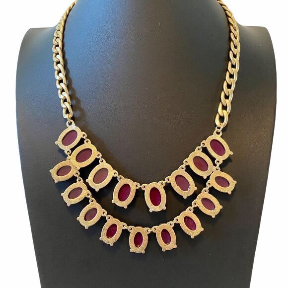 Deep Purple Double Tiered Large Link Statement Necklace. All stones intact - Picture 6 of 6
